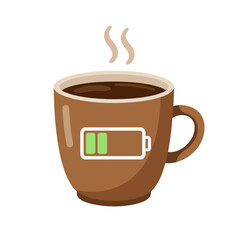 Obraz premium Coffee cup with battery icon representing energy and warmth 