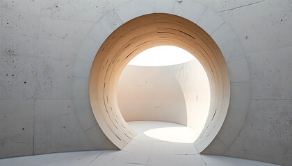 The ash-colored plaster curves gently inward, forming a sheltered niche against the wind — a void within the vast.
