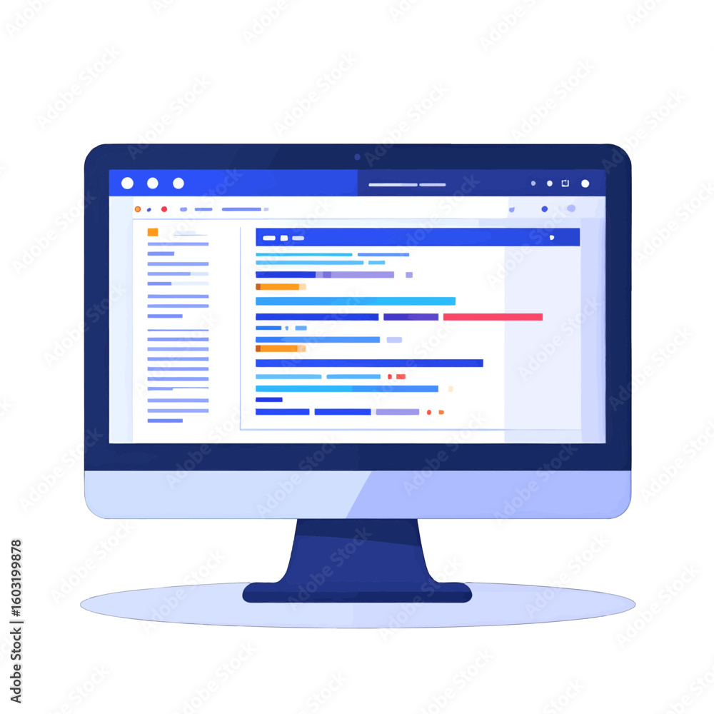 Aufkleber flat design computer monitor showing colorful data