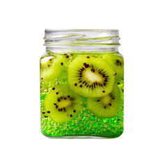 Mason Jar of Kiwi Slices in Green Jelly