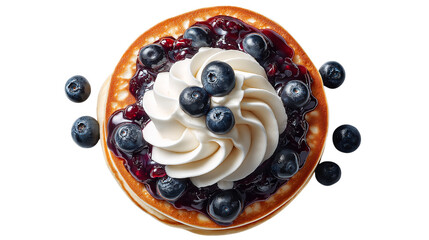 Stack of Blueberry Pancakes with Cream and Syrup