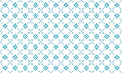seamless pixel pattern blue color with geometric shapes line and flower.
