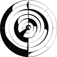 Black-and-White Vector Illustration of Abstract Circle Contrast – 1-Item Optical Geometry Silhouette