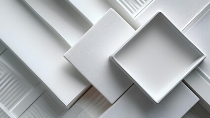 a series of white, square panels arranged in a diagonal pattern