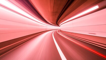 Motion blur through a modern tunnel interior showcasing speed and perspective