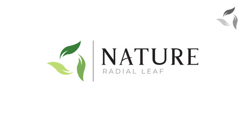 Fototapeta premium Nature logo with three-leaf radial repeat pattern in modern style flat vector design