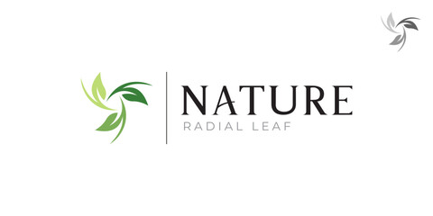Nature logo with three-leaf radial repeat pattern in modern style flat vector design