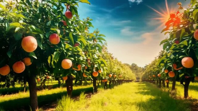 Juicy Fresh Peaches Arranged in Rustic Wooden Crate for National Peach Day Celebration