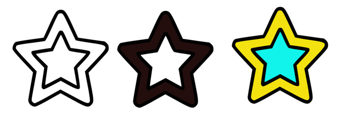 Obraz premium Three outlined stars in different colors, representing ratings or feedback.