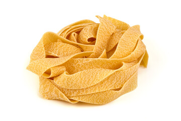 Tagliatelle Pasta Nest, isolated on white background