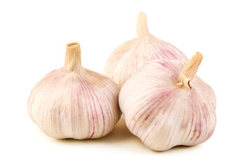 Three Garlic Bulbs, isolated on white background