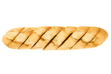 Sliced Garlic Bread, isolated on white background