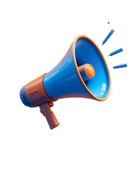 Blue Megaphone: Loudspeaker for Announcements, Promotions, Marketing Campaigns, Ideal for Advertising Designs, Isolated on White Background with Bold Communication Theme