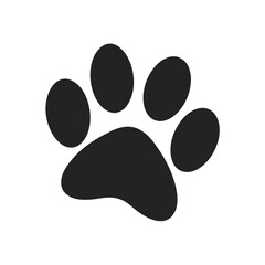 Bold Black Paw Print Symbol animal track white background