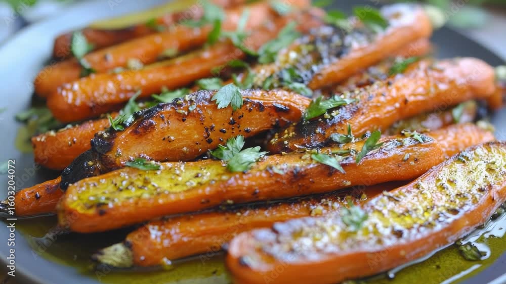Poster freshly cooked carrots served on a table with a simple and clean background