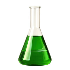 Erlenmeyer flask containing bright green chemical liquid for science laboratory experiments