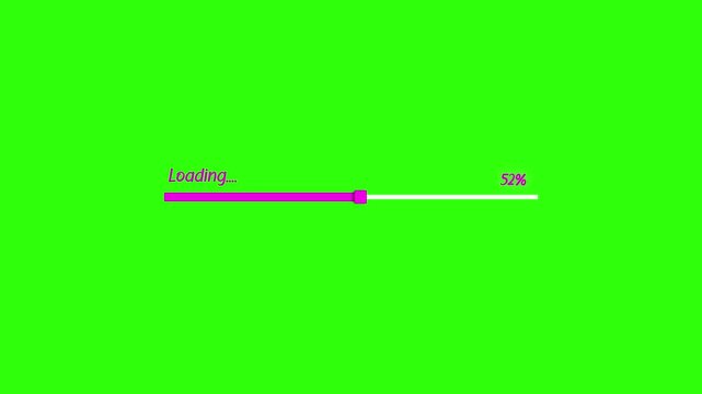Loading pink bar animation modern concept sign, download idea with green screen background