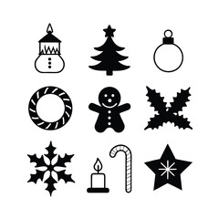 Minimalist Christmas Icon Grid Nine Simple Holiday Symbols on Light Background