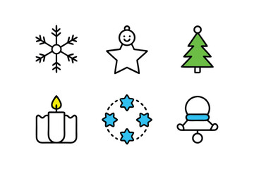 Minimalist Christmas Icons Nine Simple Holiday Symbols in a Grid Design