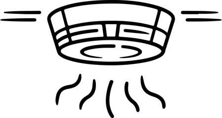 Fototapeta premium Hand drawn illustration of a smoke detector on a ceiling with smoke rising