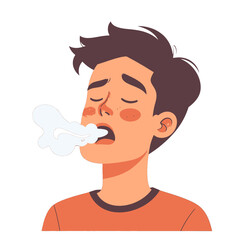 Fototapeta premium Man Exhaling Smoke Illustration