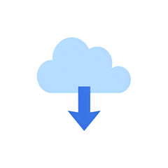 Cloud Computing Icon: Data Transfer, Cloud Storage, Download Symbol, Digital Technology Graphic