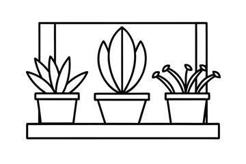Minimal Vector Arrangement Of Windowsill Plants
