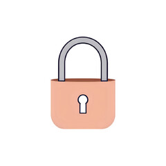 Peach Padlock Icon: Security, Privacy, and Protection Symbol