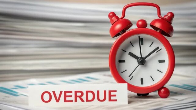 Urgent Reminder Effective Debt Management for Overdue Bills and Financial Time Management with Alarm Clock Symbolizing Stress