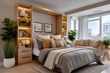 Fototapeta premium Elegant master bedroom design high resolution picture