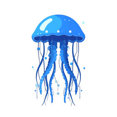 Pixel Art Blue Jellyfish Illustration