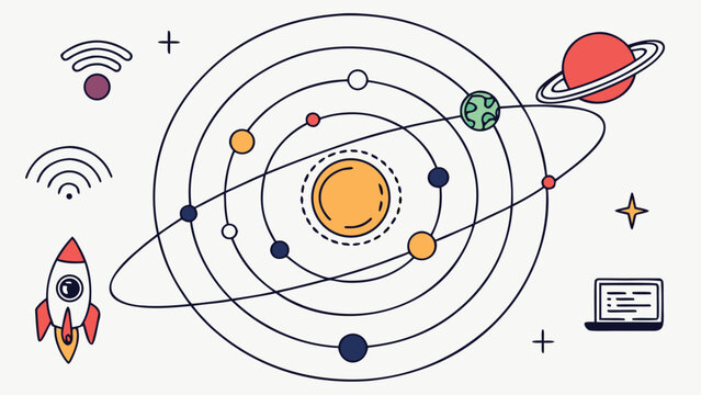 Business Ecosystem Visualized as Solar System – Futuristic Flat Vector Concept

