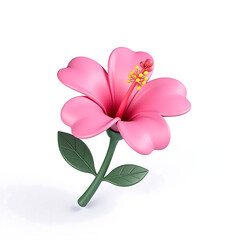 lone pink hibiscus blooms amidst soft focus set pristine white canvas subtle texture copy