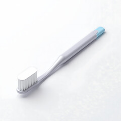 sleek toothbrush sits atop pristine white surface surrounded subtle reflections soft ambient copy