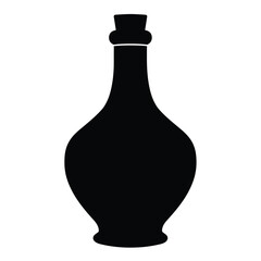 Black clay bottle with cork stopper liquid