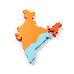 stylized india map icon set rendered bold lines bright colors warm background