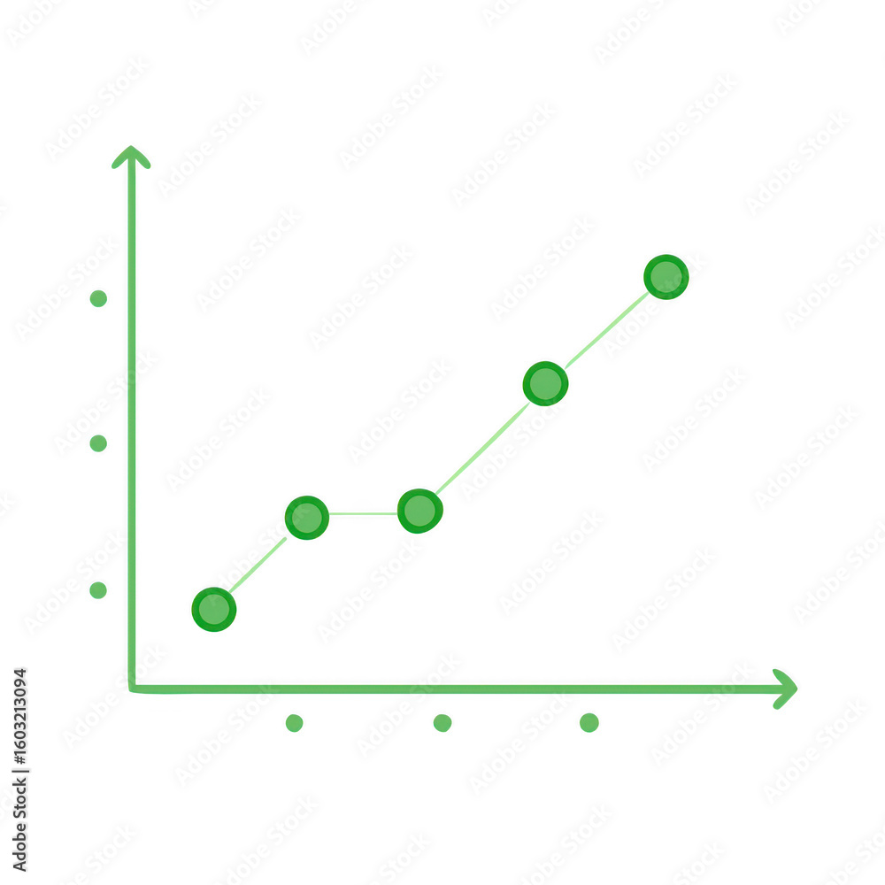 Aufkleber green line graph with data points isolated on transparent background