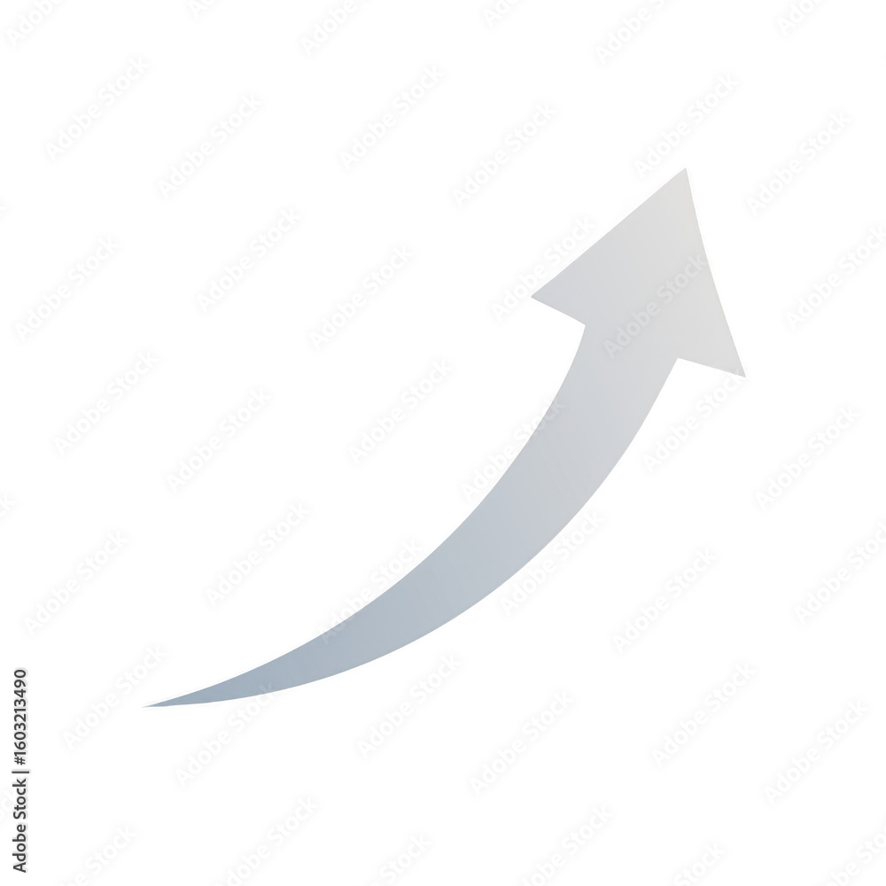 Poster white arrow showing upward trend isolated on transparent background