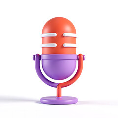 vibrant cartoon microphone stands crisp white backdrop bright colors playful design radiating youthful