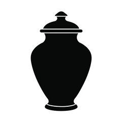Black silhouette of a lidded urn vase container