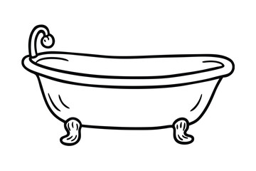 Doodle Style Bathtub Icon Illustration No Text