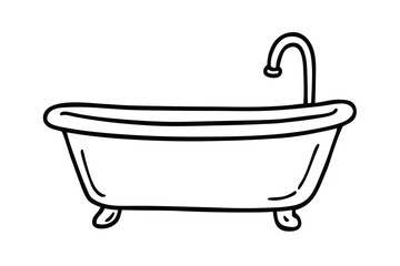 Doodle Style Bathtub Icon Illustration No Text