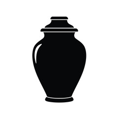 Black silhouette of a ceramic urn with lid vessel container