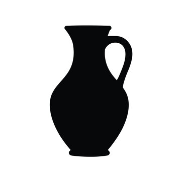 recommend clip art: Black clay jug silhouette pottery vessel