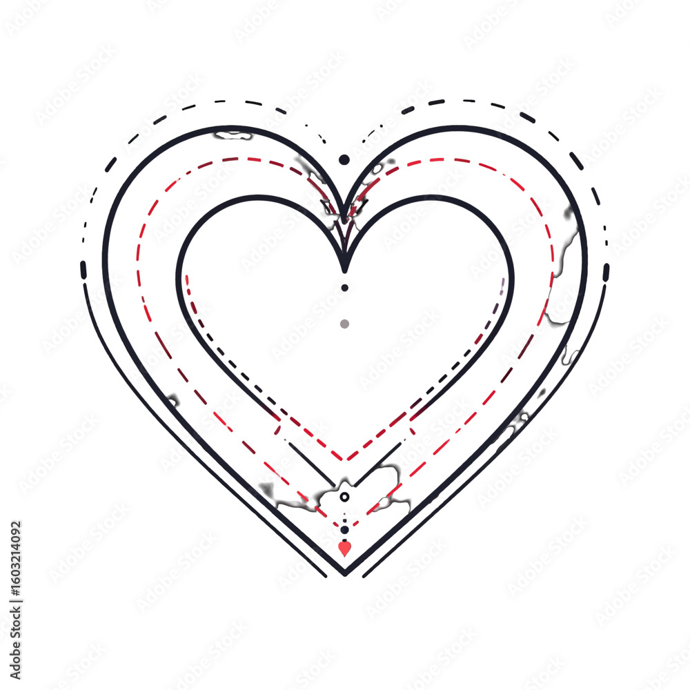 Poster heart shape graphic design with red lines