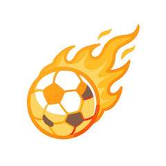 Fototapeta premium Cartoon Soccer Ball on Fire on Transparent Background