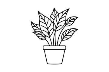 Decorative Indoor Plant Vector Icons Hand Drawn
