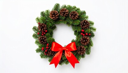 christmas wreath on white background