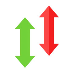 Two vertical arrows up and down isolated on transparent background