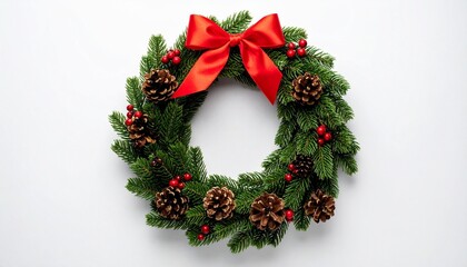 christmas wreath on white background